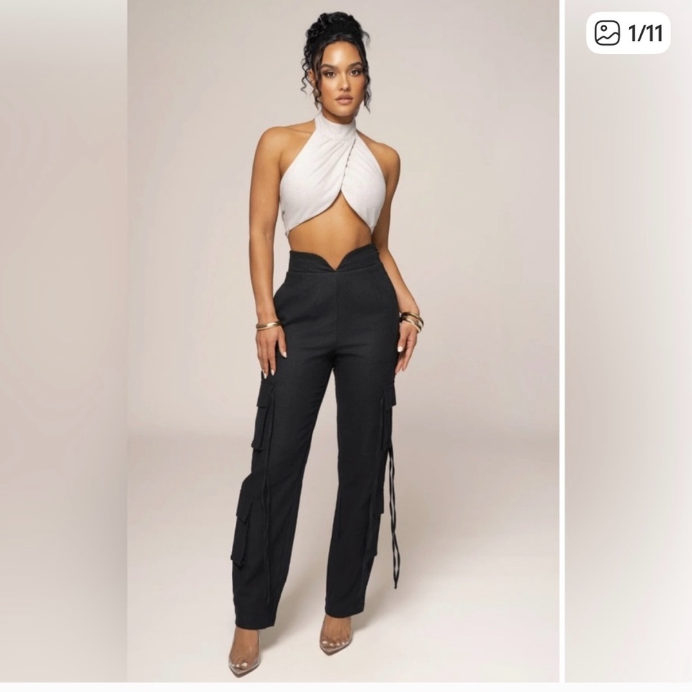 JLUXLABEL Black Women's Cargo Trousers